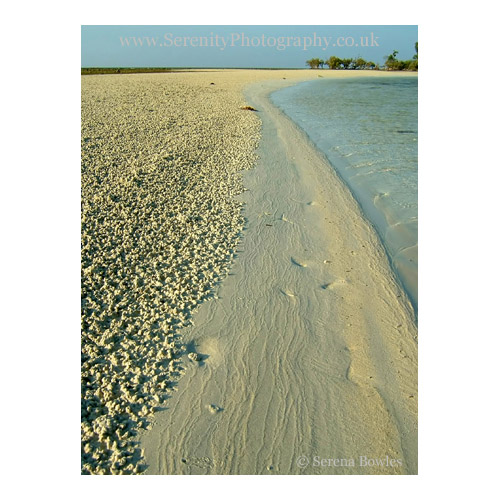 Many textures of sand at the water's edge. Siquijor, the Philippines.