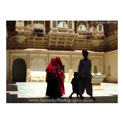 A section of the Meherangarh Fort in Jodhpur, India, where the women in purdah would watch the world, hidden from men's eyes by the stone, laticed windows. Today's women cover their faces with veils.
