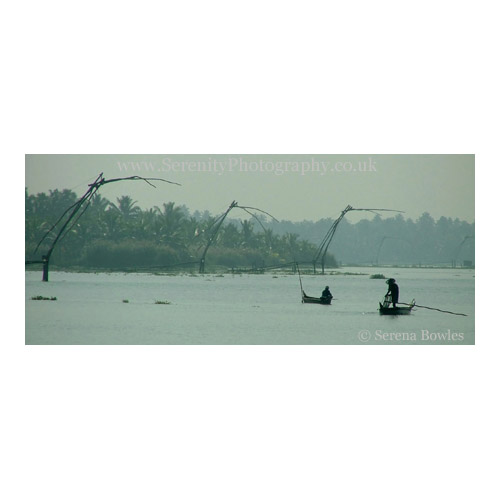 Kerala, in the south of India. Chinese fishing nets and other traditional methods are used to catch fish.