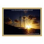 Sailing boat moored up at sunset. The Whitsundays, Australia.